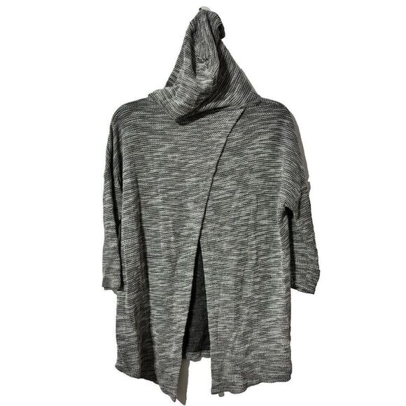 Beyond Yoga Cowl Neck Long Sleeve Hoodie Gray Small Back Slit Knit Pullover Gym - Picture 2 of 5